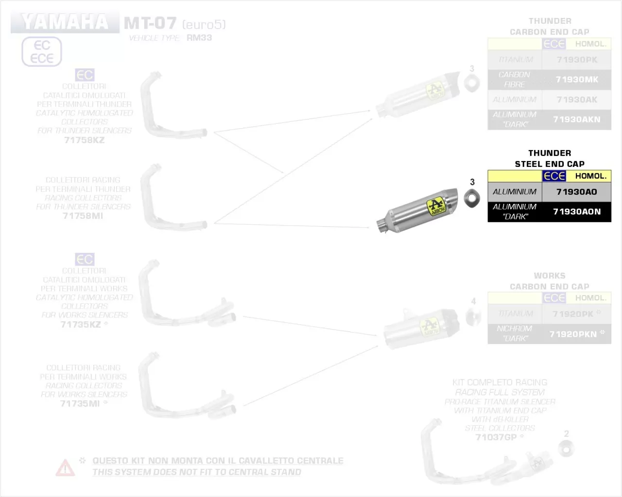 Arrow Thunder Aluminium Yamaha MT-07 21-