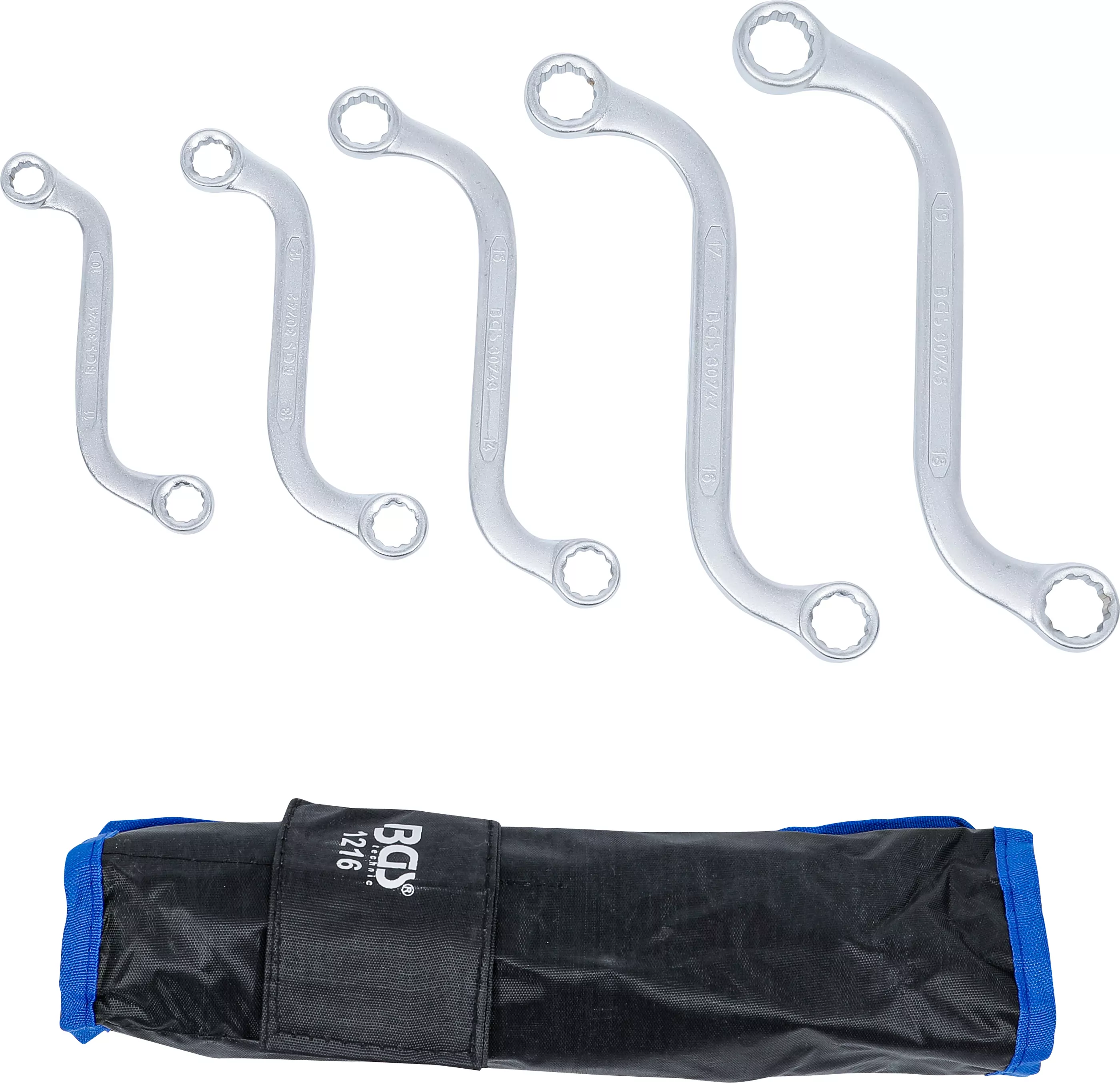 Doppel-Ringschlüssel-Satz | S-Form | SW 10 x 11 - 18 x 19 mm | 5-tlg.