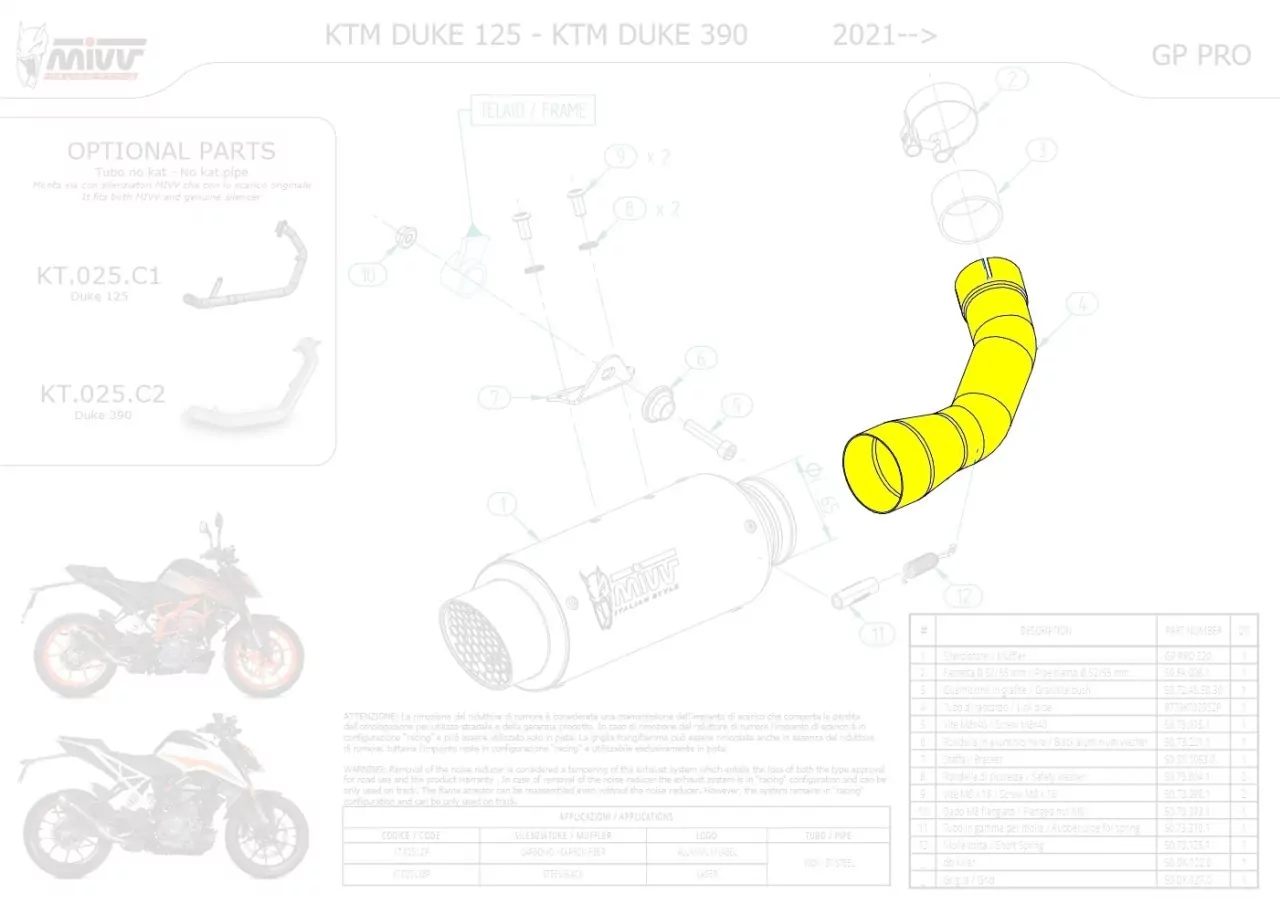 9773KT025S2P-MIVV Verbindungsrohr Für Für Kawasaki Z 900 20-