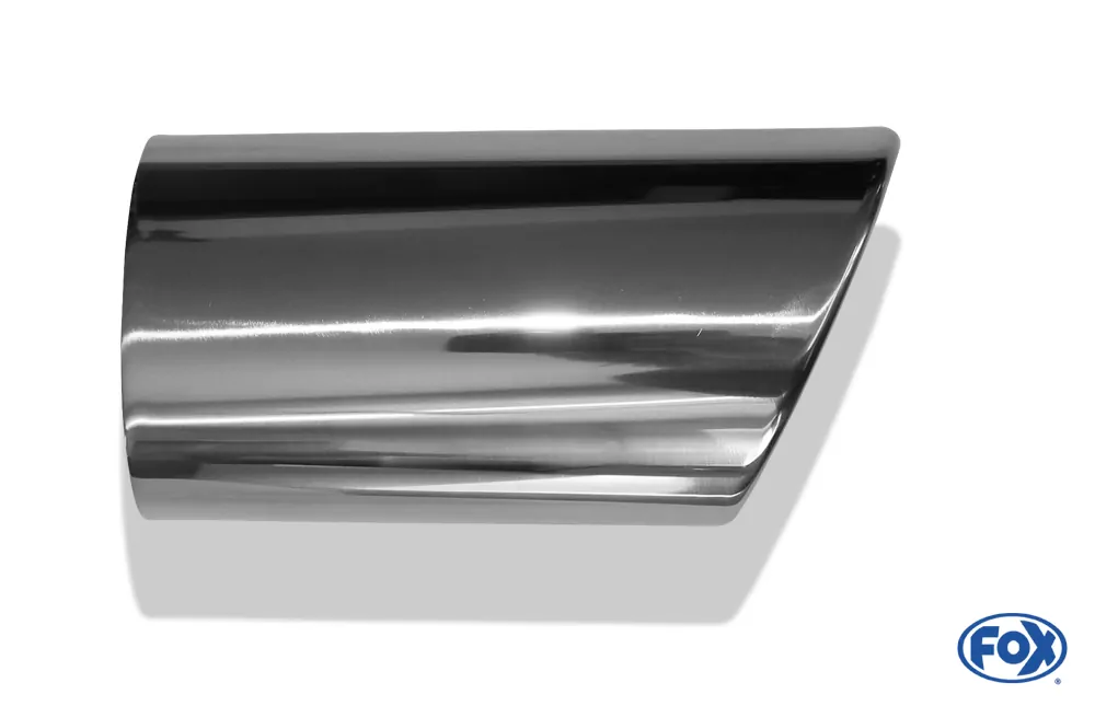 Anschweißendrohr Typ 38 - Links  106x71 mm / Länge: 200 mm - oval  - seitlich nach links abgeschrägt / eingerollt / ohne Absorber