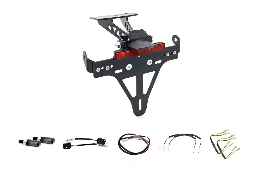 alpha Technik Kennzeichenhalter-Blinker-Kit M-LED für Yamaha MT-07 RM33 / RM34 ab Modelljahr 2021- (Hinten)