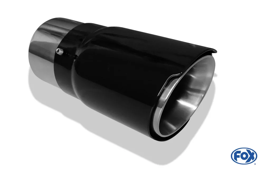 Cover black - 80mm  Endrohrhülle mit Madenschrauben für Endrohr Ø70 - Länge: 150mm