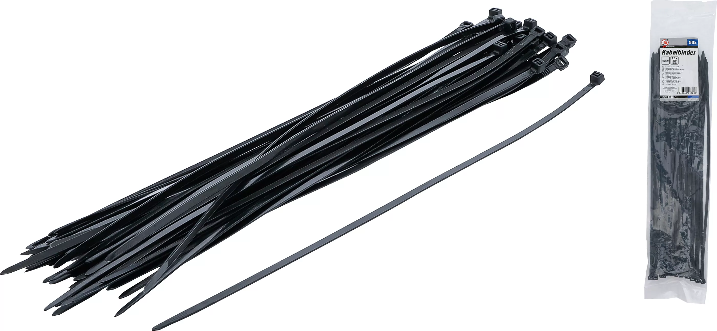 Kabelbinder-Sortiment | schwarz | 4,5 x 350 mm | 50-tlg.