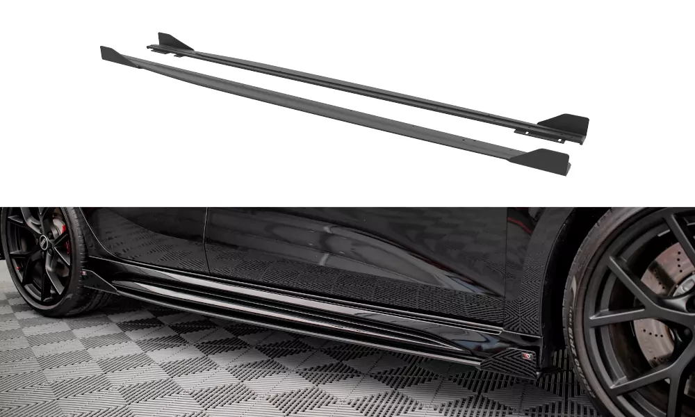 Street Pro Seitenschweller Ansatz Für + Flaps Audi RS3 Sportback 8Y Schwarz Hochglanz