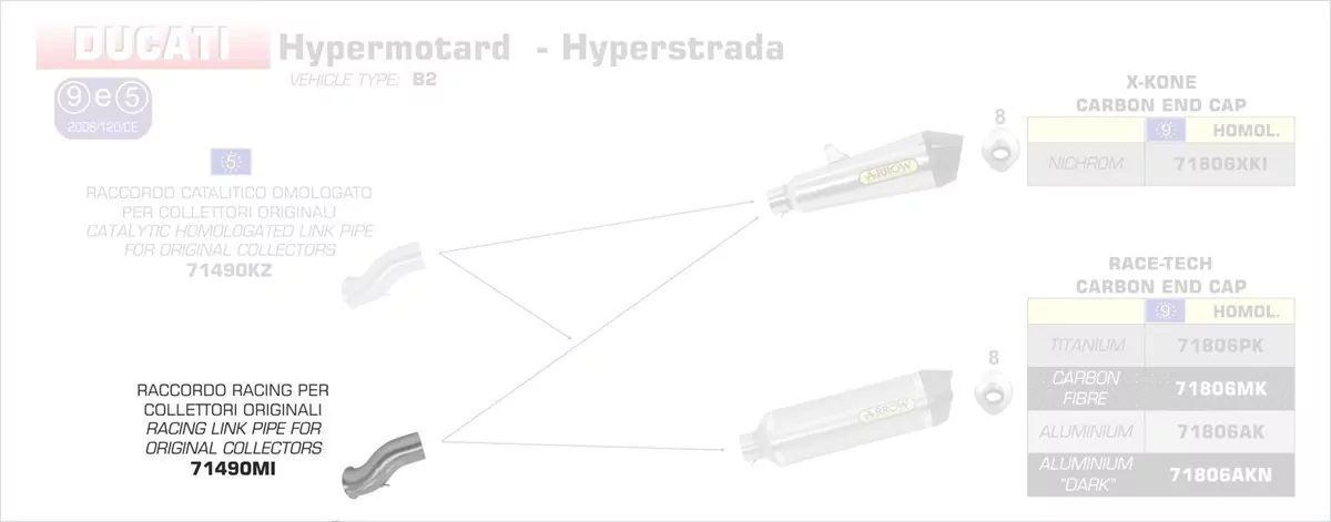 71490MI-Arrow Zwischenrohr Für Originalkrümmer Ducati Hypermotard / Hyperstrada