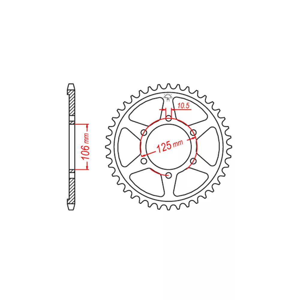 Kettenrad Stahl 44 Zähne Teilung 520