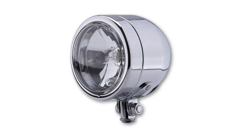 SHIN YO Chromscheinwerfer 90mm, mit unterer Befestigung, Fernlicht H4 E-geprüft