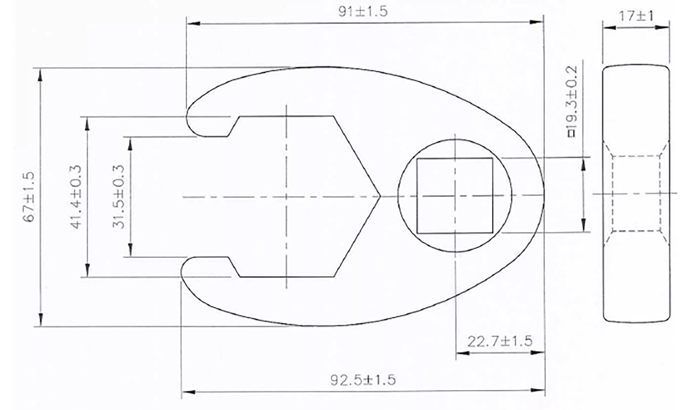 Hahnenfußschlüssel | Antrieb Innenvierkant 20 mm (3/4") | SW 41 mm