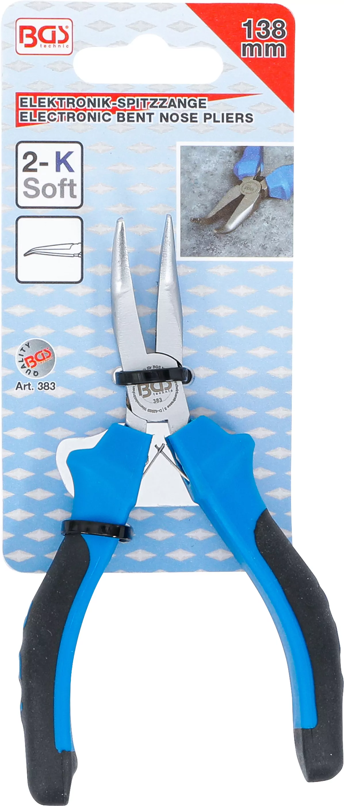 Elektronik-Spitzzange | gebogen | mit Feder | 138 mm