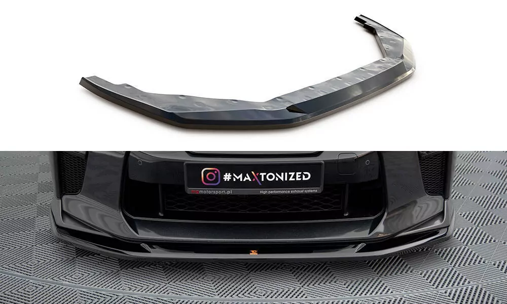 Front Ansatz V.1 Für Nissan GTR R35 Facelift Schwarz Hochglanz