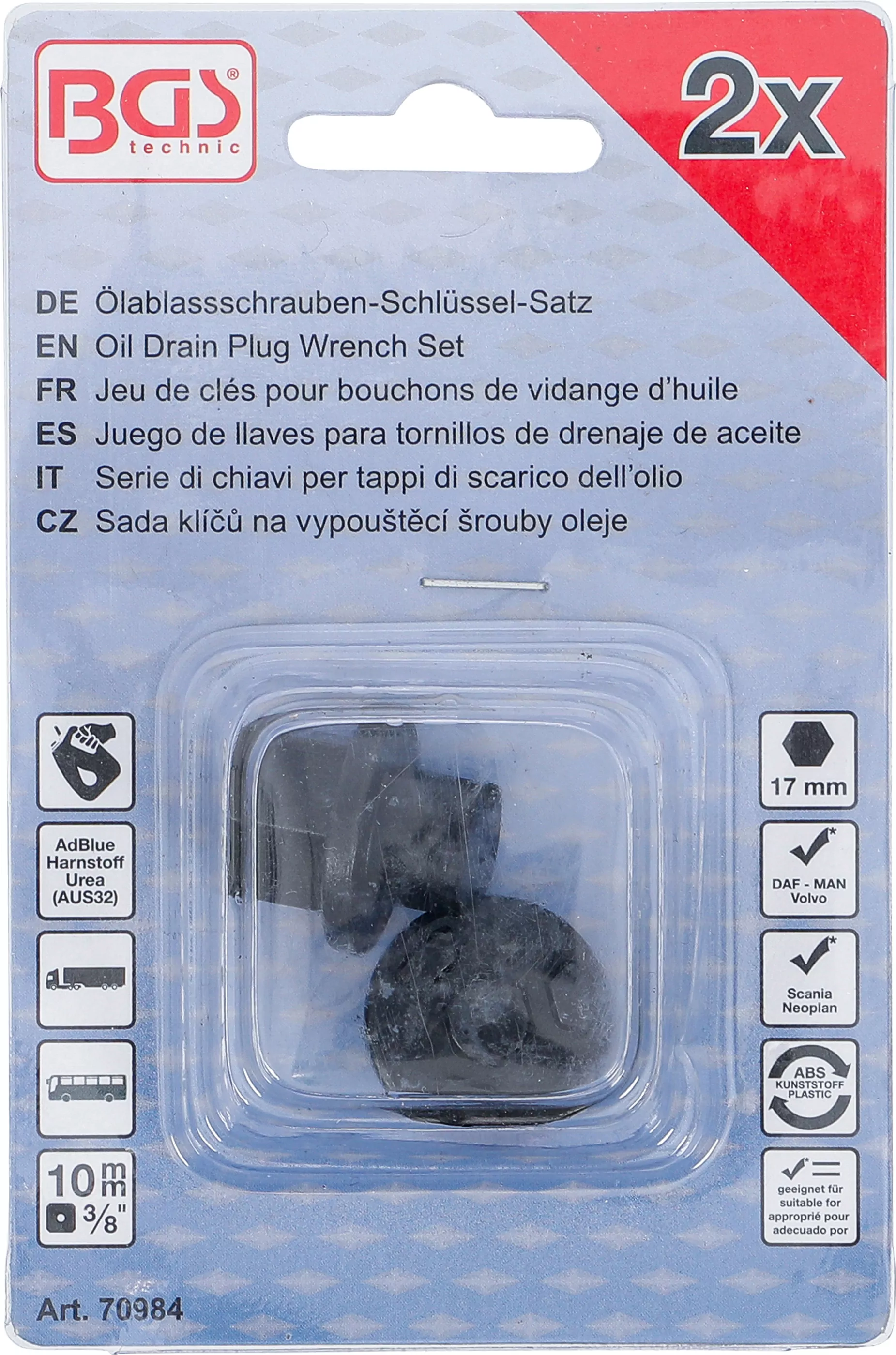 Ölablassschrauben-Schlüssel-Satz | für DAF, MAN, Volvo, Scania, Neoplan | 2-tlg.