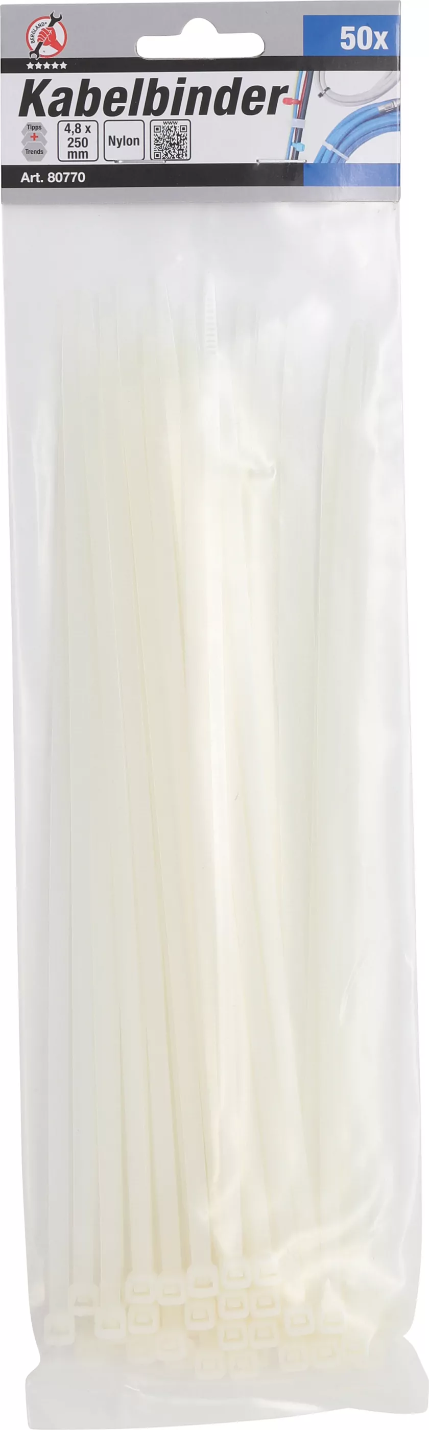 Kabelbinder-Sortiment | weiß | 4,8 x 250 mm | 50-tlg.