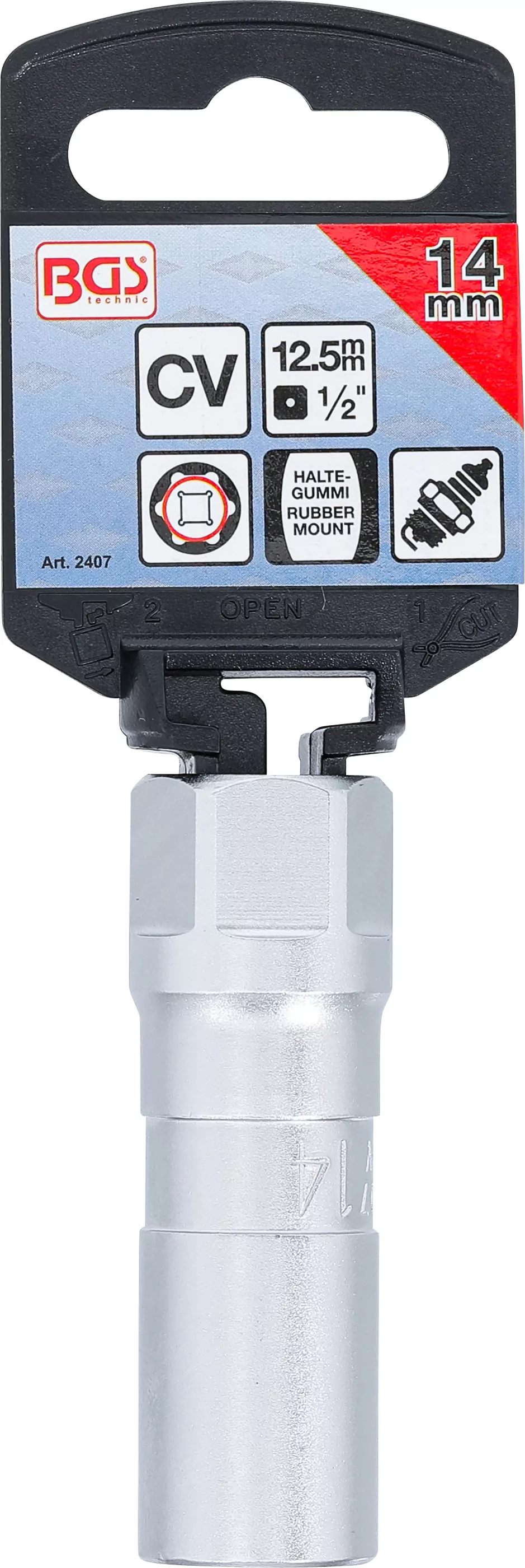 Zündkerzen-Einsatz Sechskant | Antrieb Innenvierkant 12,5 mm (1/2") | SW 14 mm