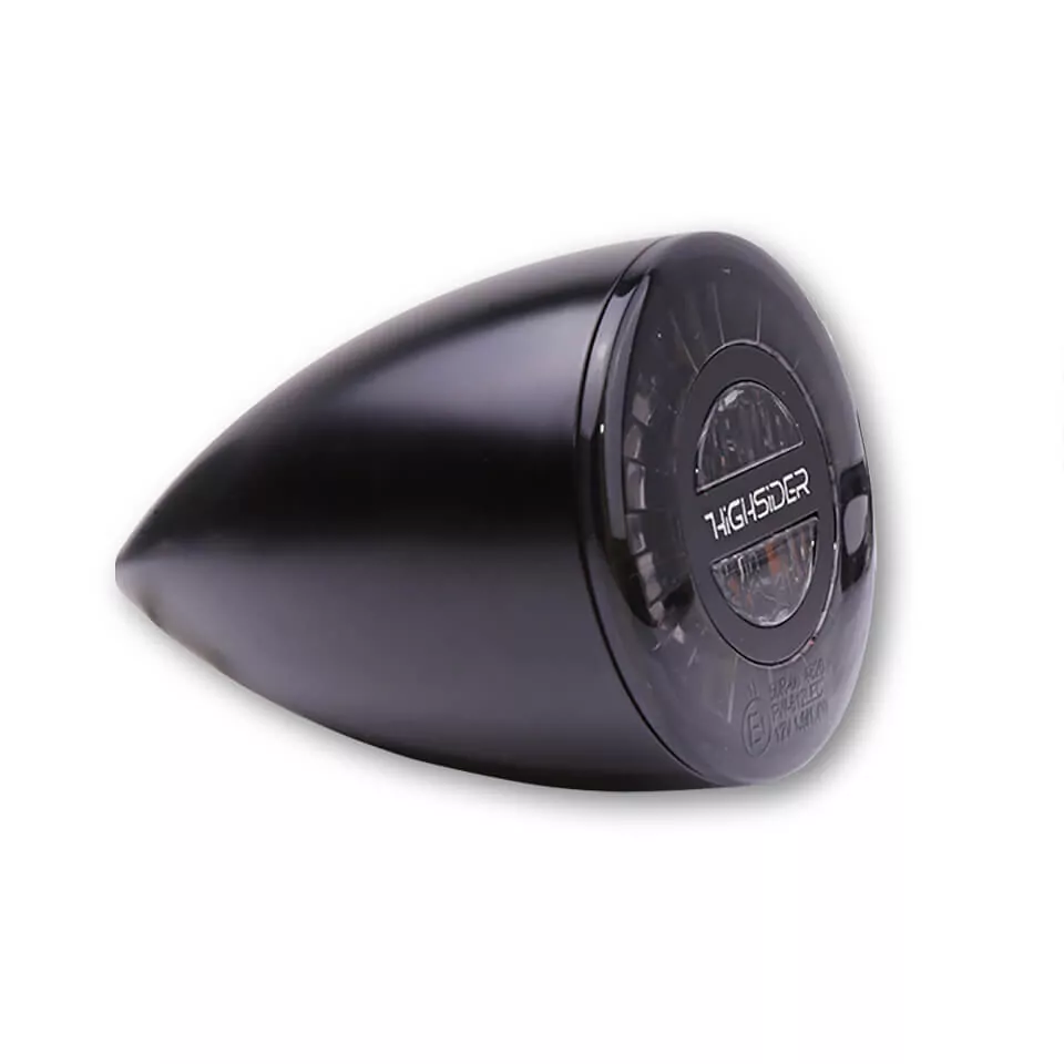 HIGHSIDER pro Rocket Bullet LED Blinker/Positionslicht Schwarz/Getönt 2in1, E-Geprüft (Paar)