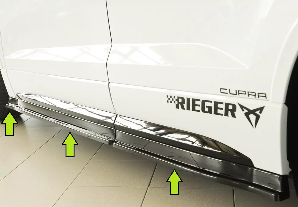 Rieger Seitenschweller rechts ansatz (3-tlg.) glanz schwarz für Seat Ateca Cupra (5FP)  08.20- (ab Facelift)