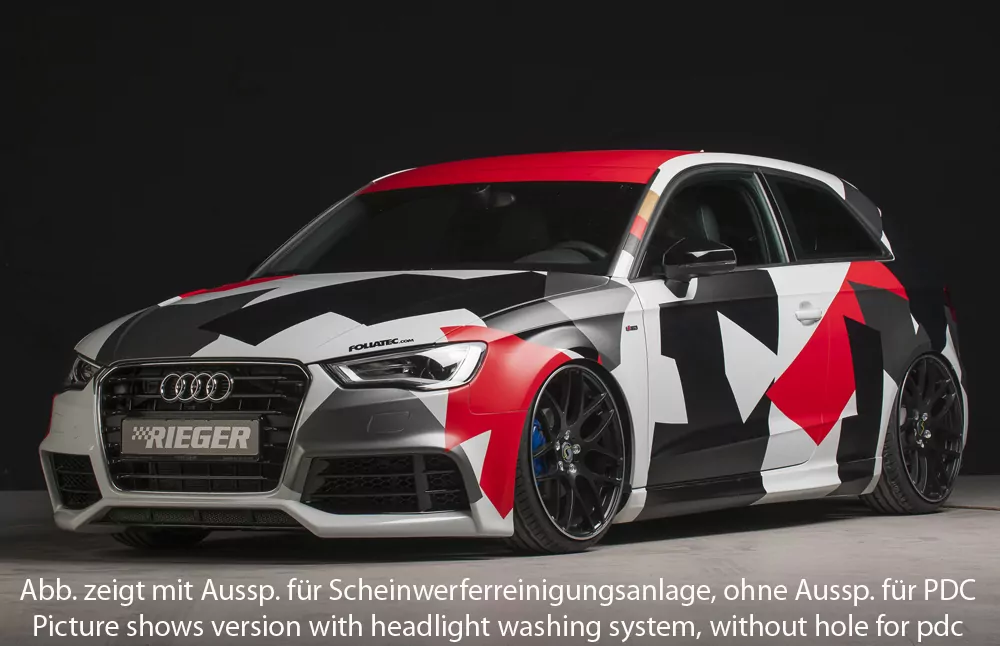 Rieger Spoilerstoßstange für Audi A3 S3 (8V) - 3-tür. (Schrägheck 8V1) 05.13-08.16 (bis Facelift) carbon optik