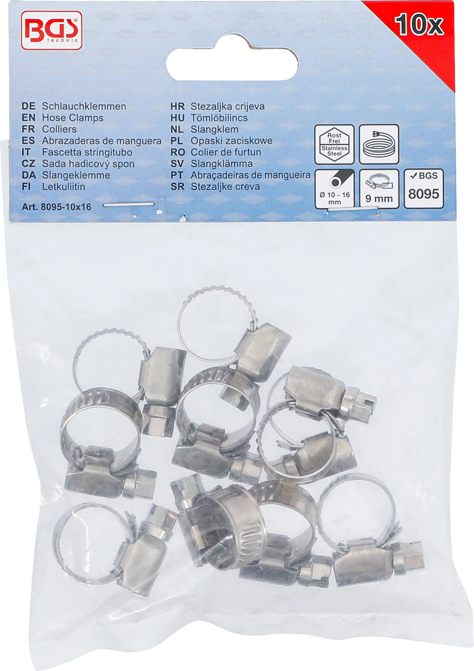 Schlauchklemmen | rostfrei | 10 x 16 mm | 10-tlg.