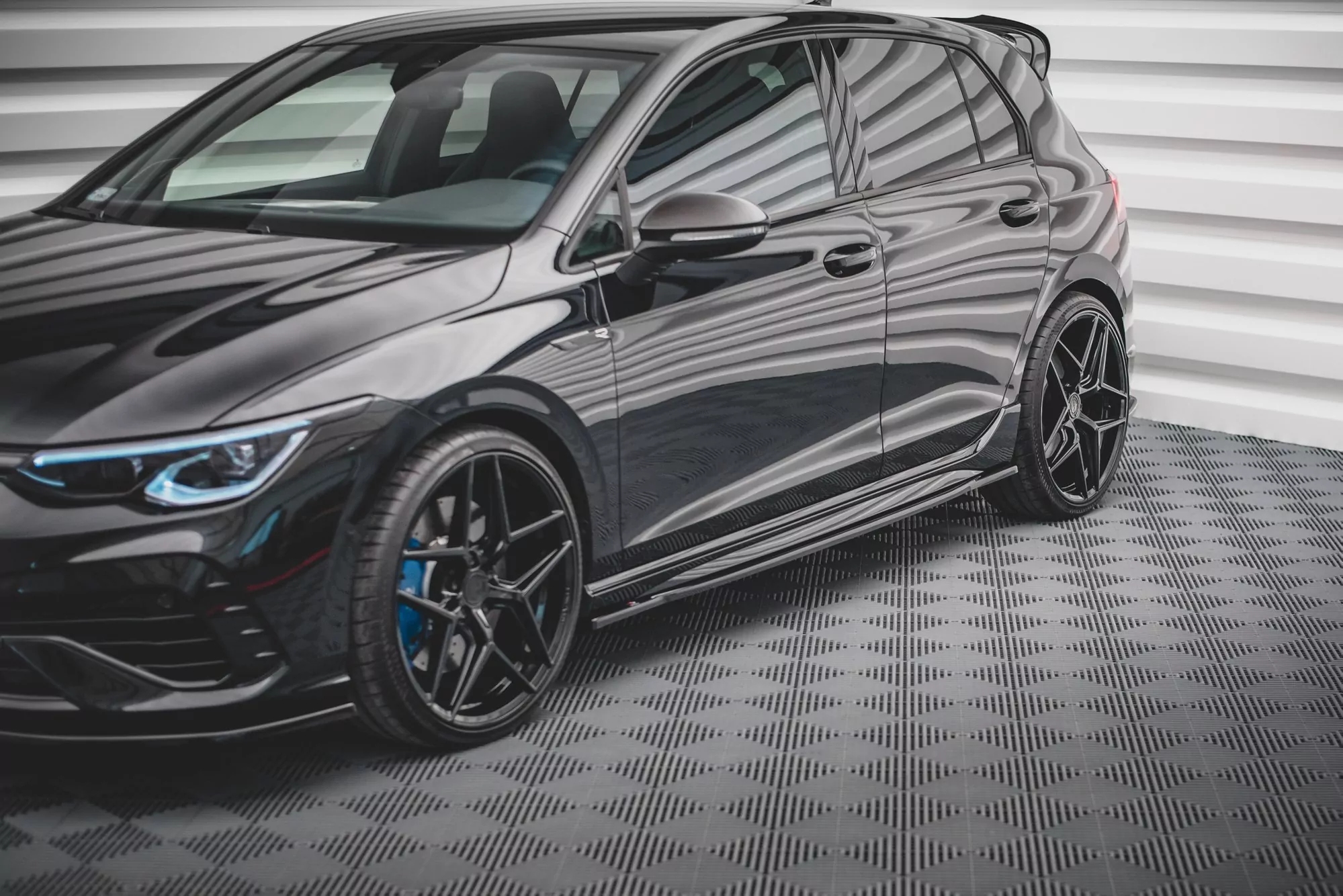 Seitenschweller Ansatz Für V.1 Für Volkswagen Golf R Mk8 Schwarz Hochglanz