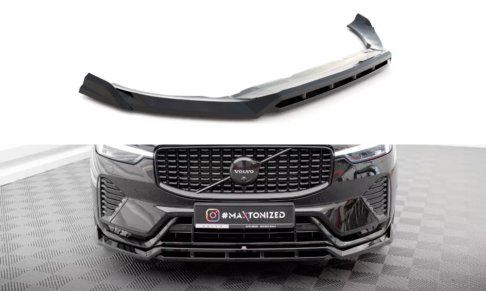Front Ansatz Für Volvo XC60 R-Design Mk2 Facelift Schwarz Hochglanz