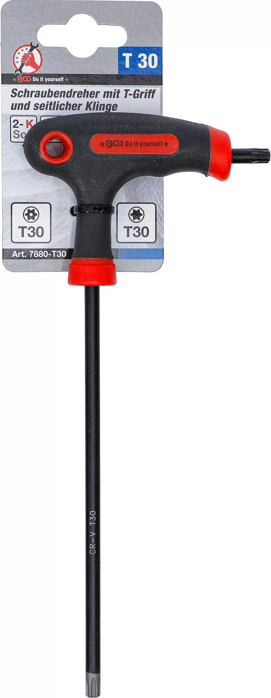 Schraubendreher mit T-Griff und seitlicher Klinge | T-Profil (für Torx) mit/ohne Bohrung T30