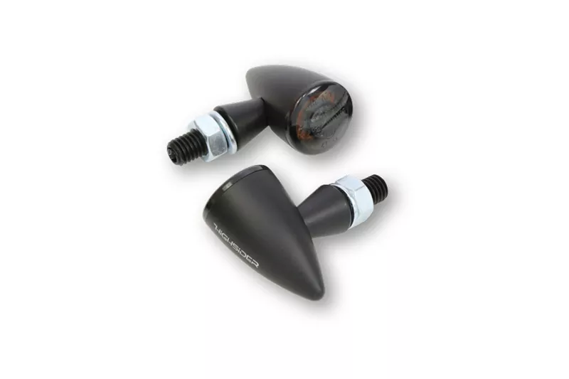 HIGHSIDER Pro Apollo Bullet LED Blinker Gehäuse Schwarz / Linse Rauchgrau (Paar), Vorn & Hinten