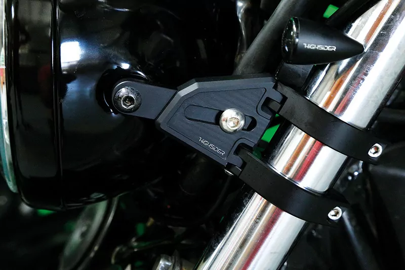 HIGHSIDER CNC Alu Lampenhalter Set EXTEND für Ø 35-37 mm, längenverstellbar, Schwarz