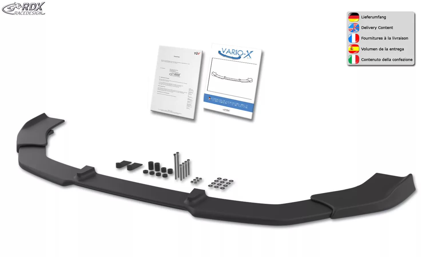 RDX Frontspoiler VARIO-X für MERCEDES CLA Sport AMG-Sport C117 / X117 2016-2019 Frontlippe Front Ansatz Vorne Spoilerlippe