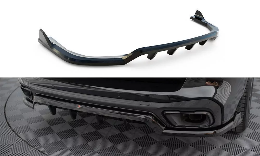 Hinten Splitter (mit Einem Vertikalem Balken) BMW X5 M-Paket G05 Schwarz Hochglanz