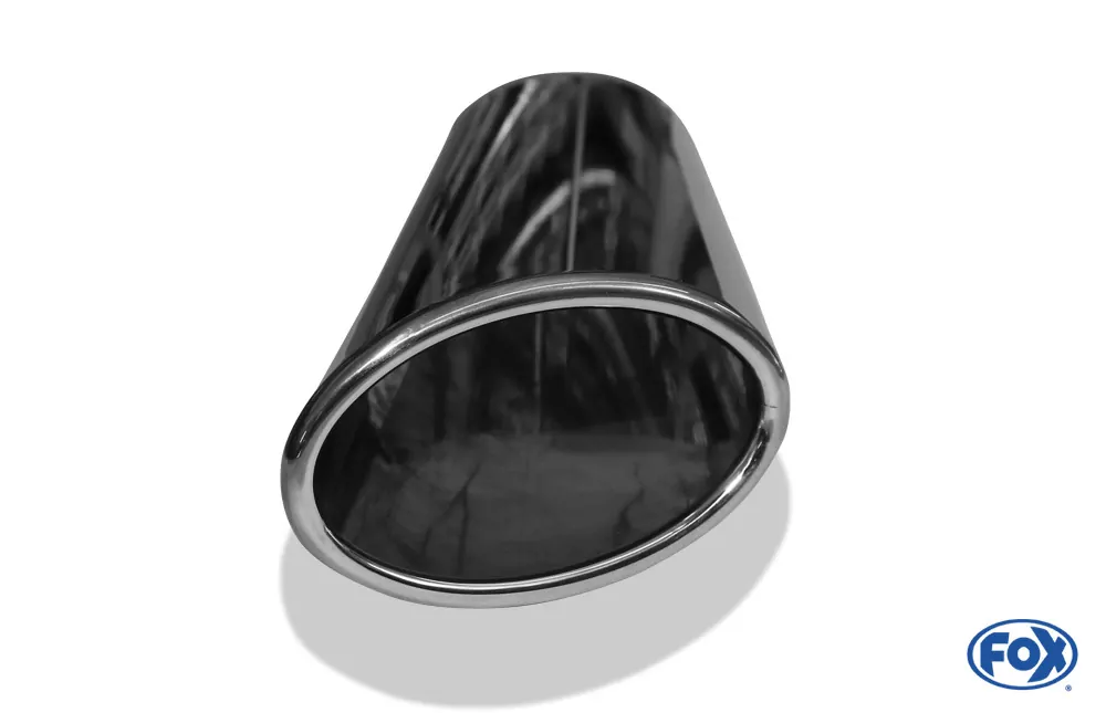 Anschweißendrohr Typ 38 - Rechts  106x71 mm / Länge: 300 mm - oval  - seitlich nach rechts abgeschrägt / eingerollt / ohne Absorber