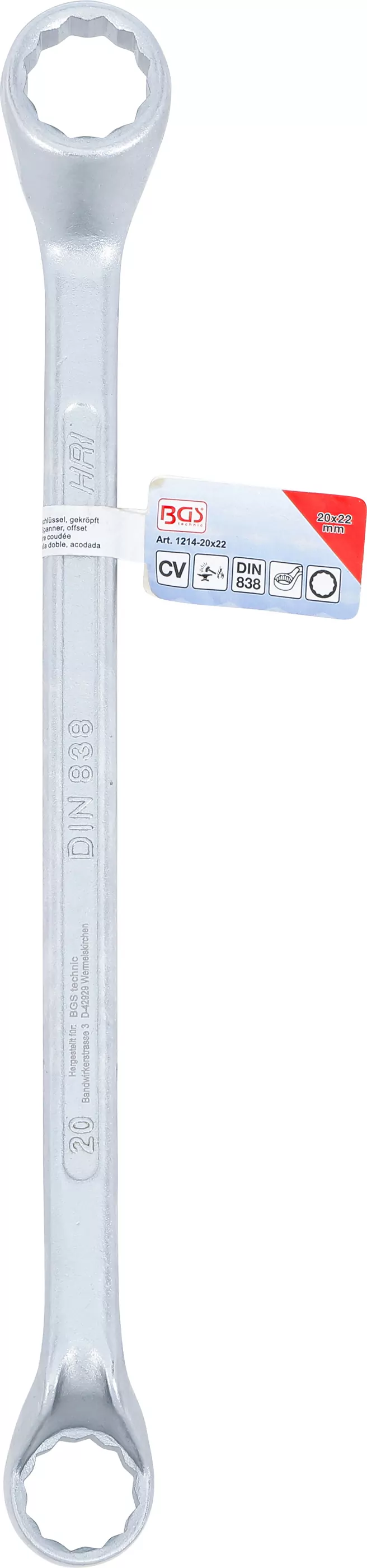 Doppel-Ringschlüssel, gekröpft | SW 20 x 22 mm