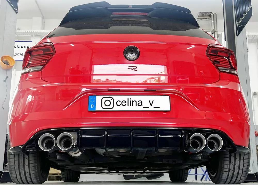 Rieger Heckeinsatz glanz schwarz für VW Polo (AW) R-Line 5-tür. 06.17-05.21 (bis Facelift)