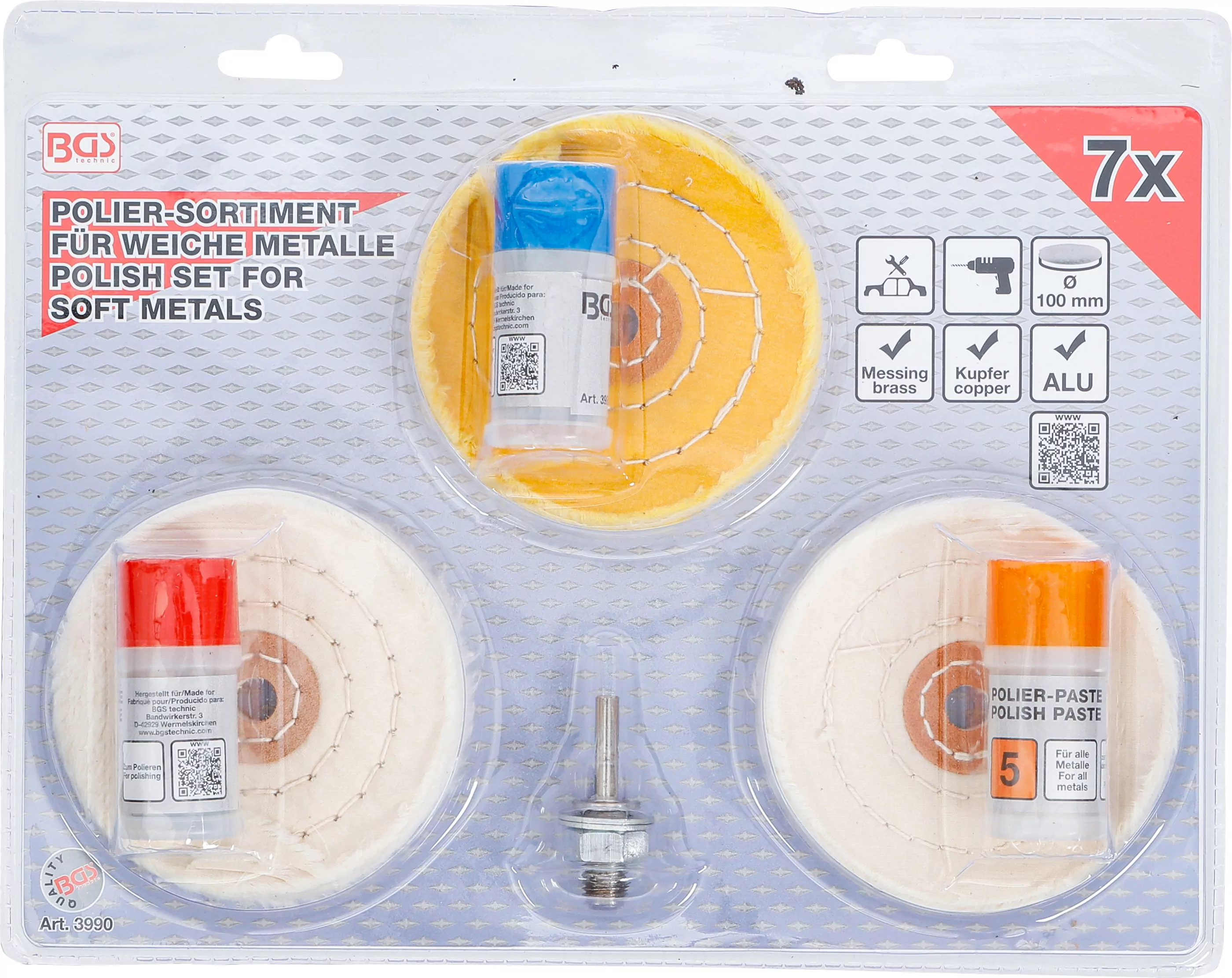 Polier-Sortiment für weiche Metalle | 7-tlg.