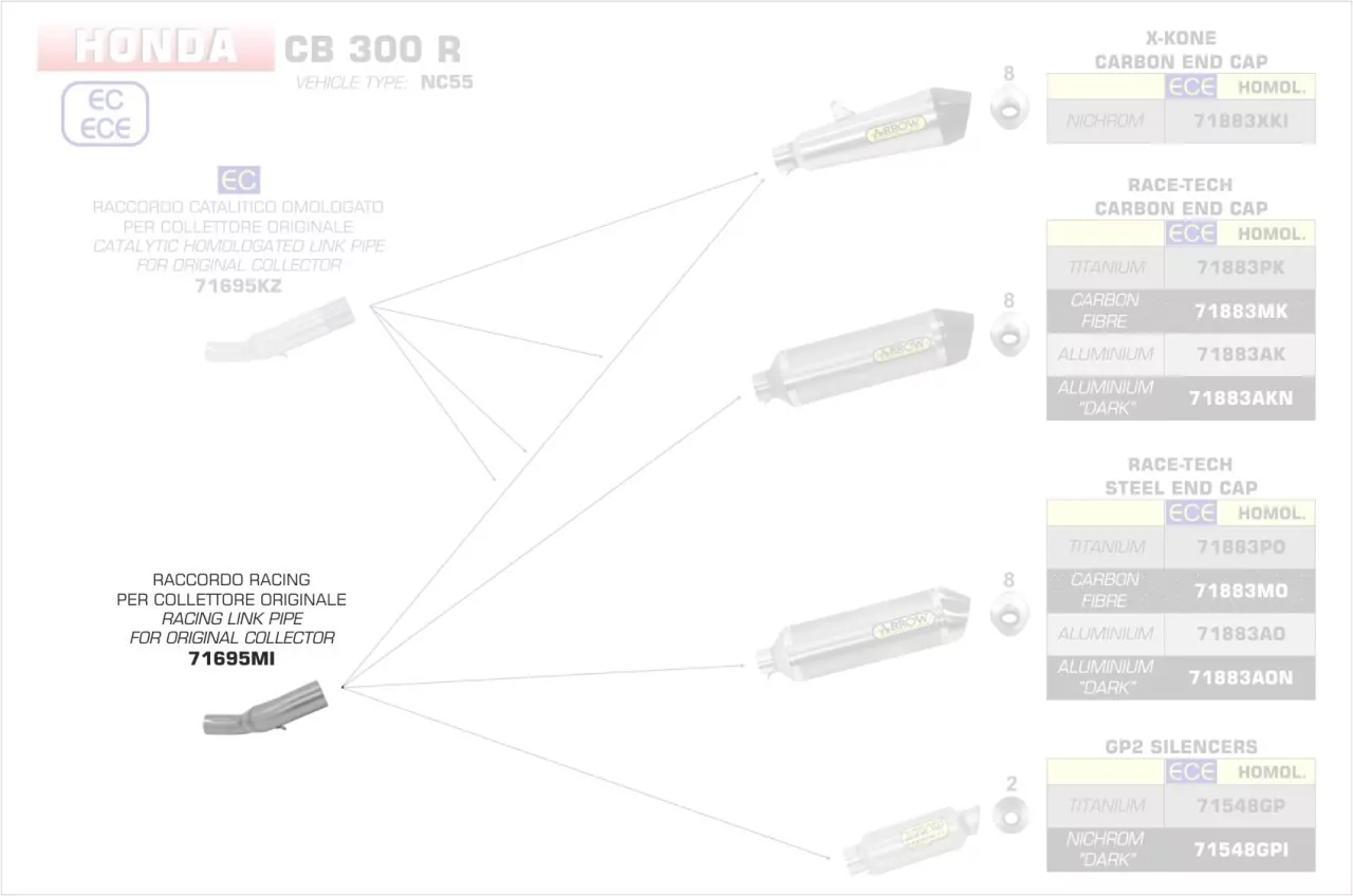 71695MI-Arrow Zwischenrohr Für Originalkrümmer Honda CB 300 R 18-19