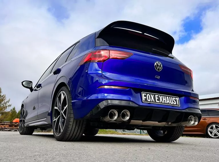 VW Golf 8 R  Halbanlage ab OPF - 2x100 Typ 25 rechts/links mit perforierten Innenleben - mit 2 elektronischen Klappen