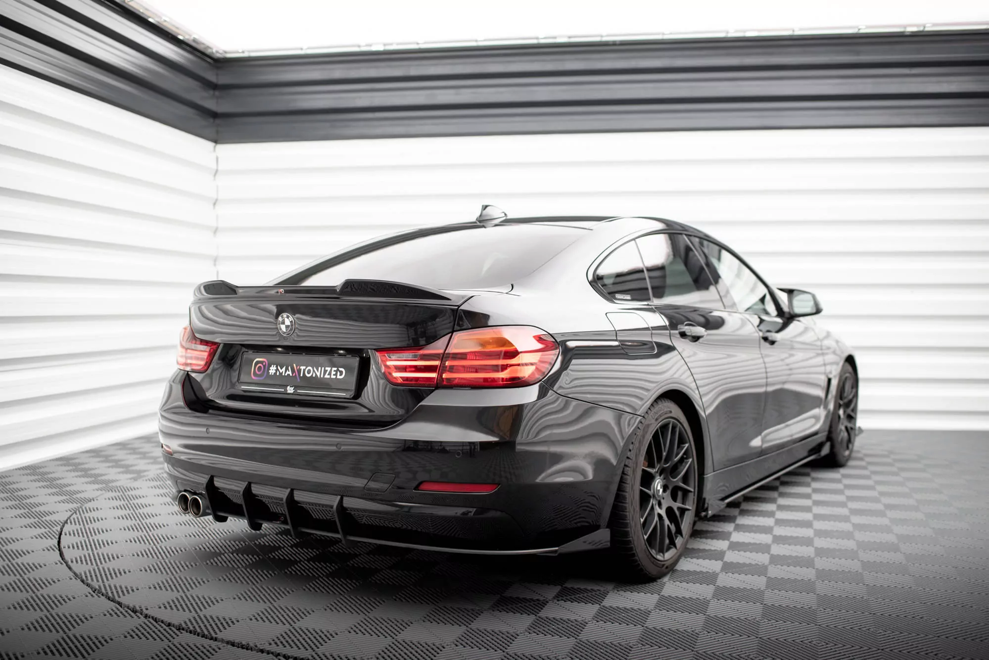 Street Pro Heck Ansatz Flaps Diffusor +Flaps Für BMW 4er Gran Coupe F36 Schwarz Hochglanz