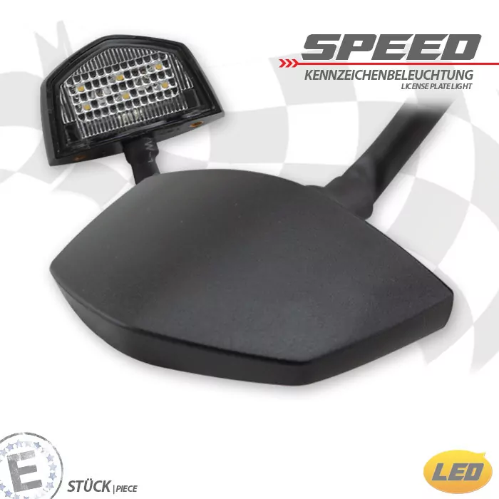Led-kennzeichenbeleuchtung | Speed | Abs| Schwarz| Maße: B 45,6 X H 11,8 X T 28,8 Mm | E-geprüft