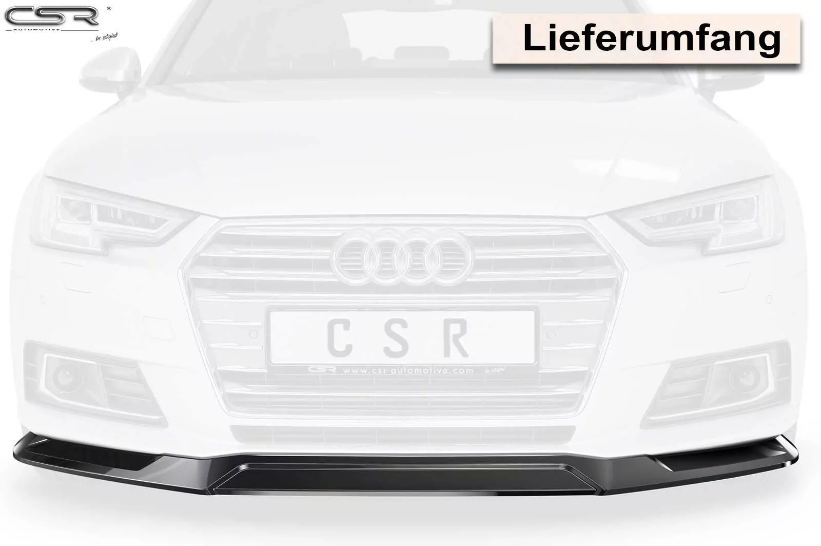 Cup-Spoilerlippe mit ABE für Audi A4 B9 (Typ 8W) CSL387-M Carbon Look (matt)