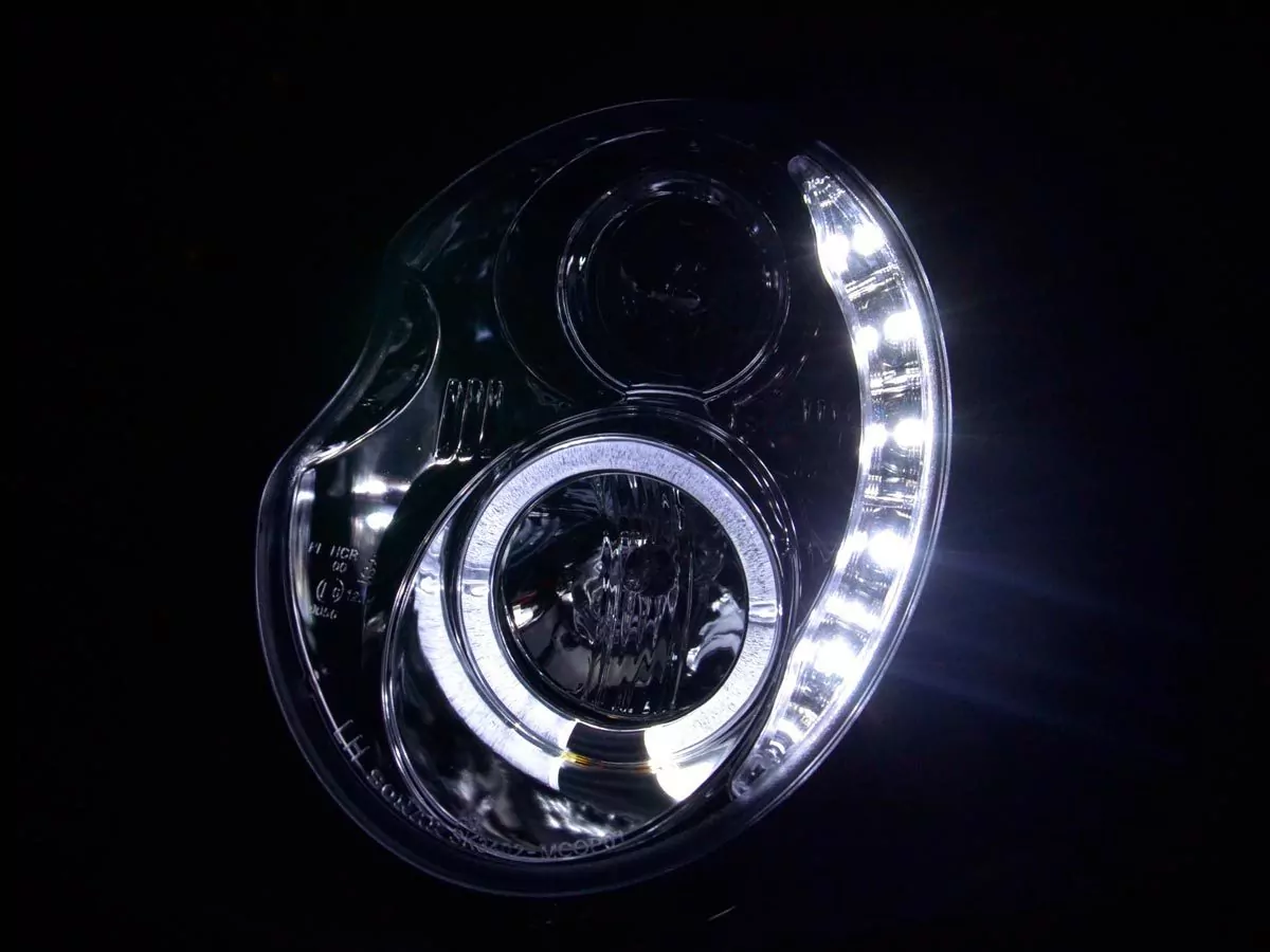 Scheinwerfer Set Daylight LED TFL-Optik Mini Cooper Typ R50 Bj. 01-06 chrom