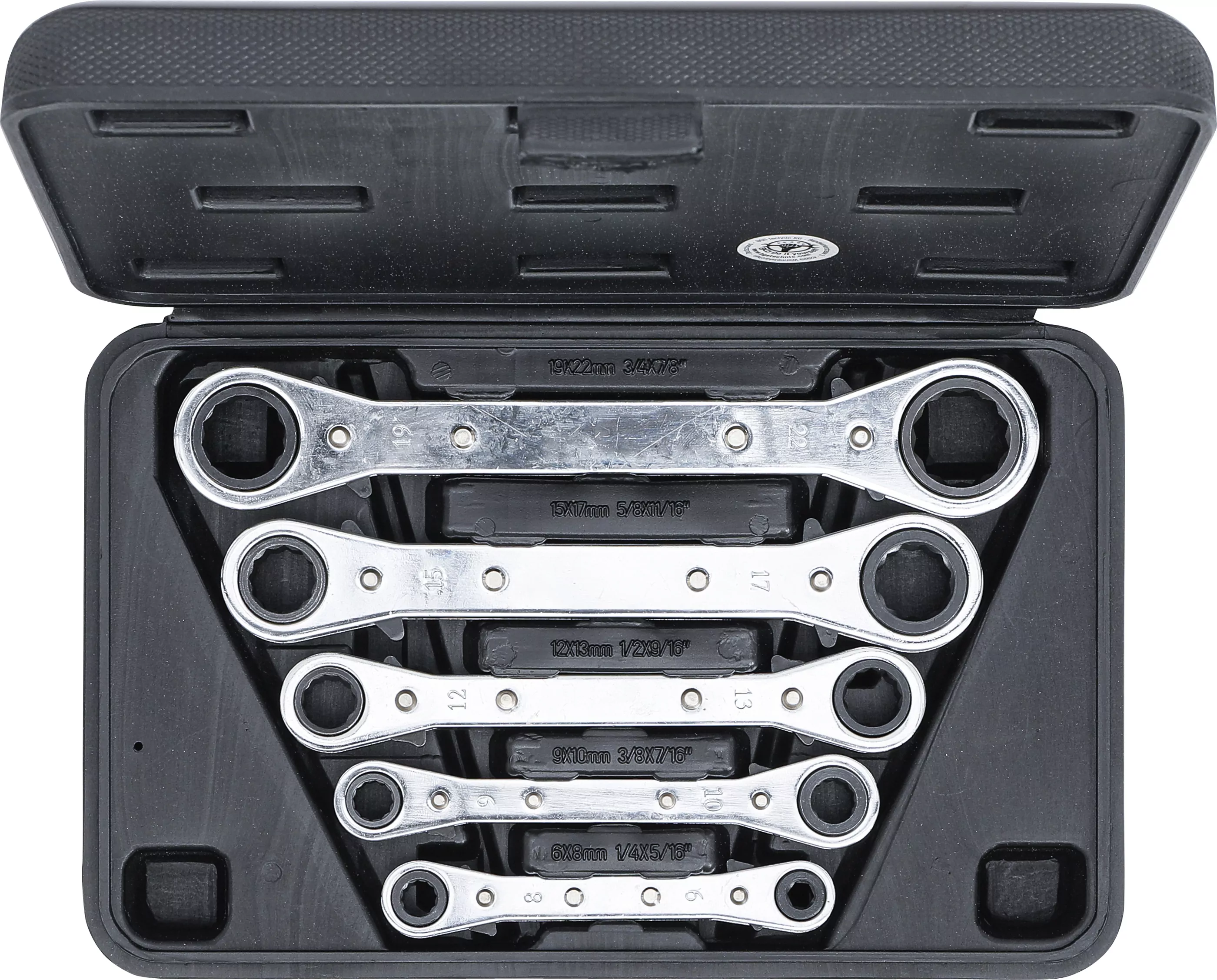 Ratschen-Ringschlüssel-Satz, gerade, umschaltbar | SW 6 x 8 - 19 x 22 mm | 5-tlg.