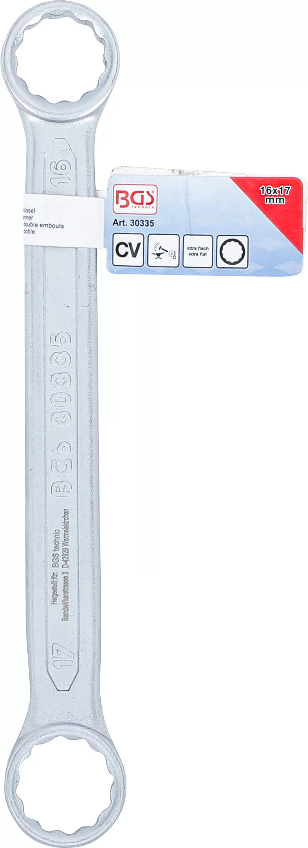 Doppel-Ringschlüssel | extra flach | SW 16 x 17 mm