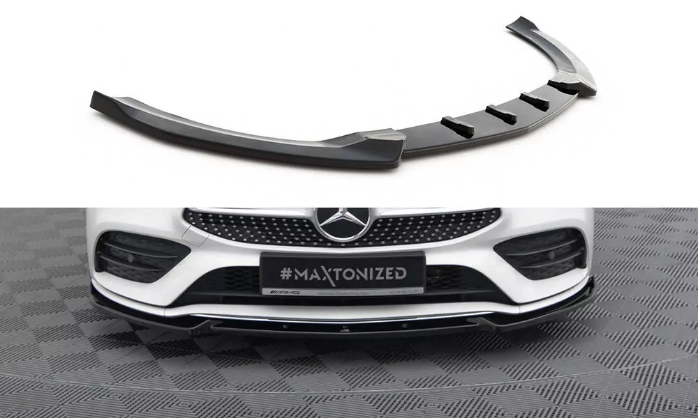 Front Ansatz V.2 Für Mercedes-Benz CLA A35 AMG / AMG-Line C118 Schwarz Hochglanz