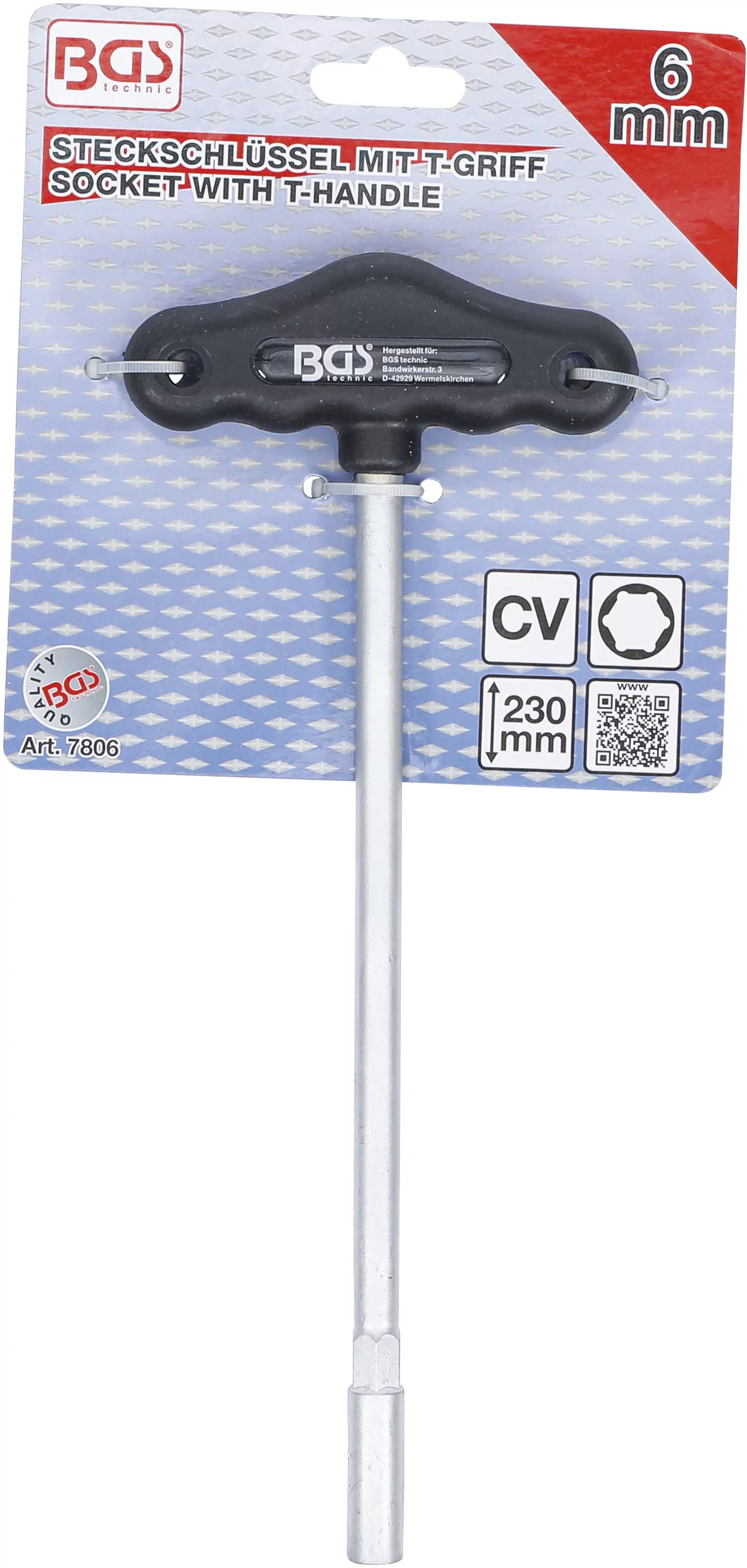 Steckschlüssel mit T-Griff, Sechskant | SW 6 mm