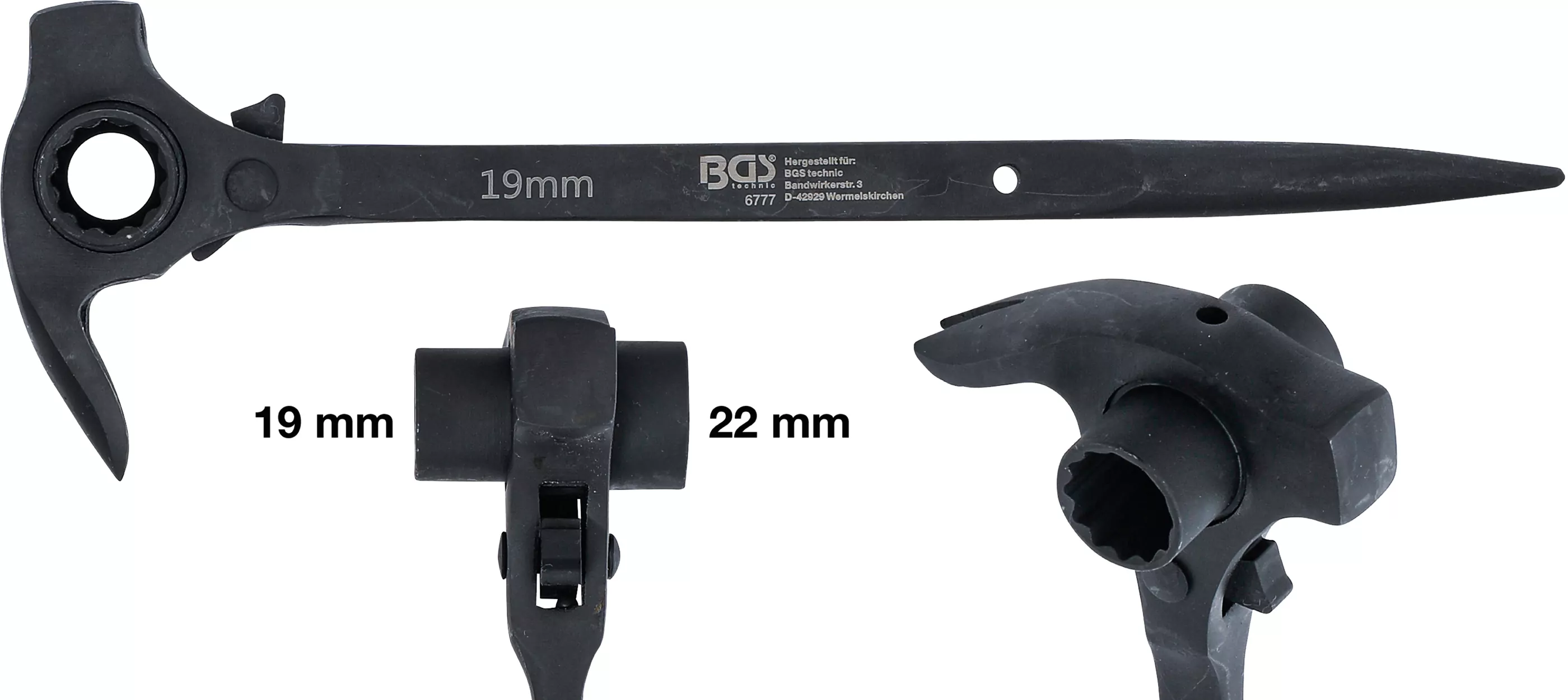 Gerüstbauer-Knarre | 4-in-1 | SW 19 x 22 mm