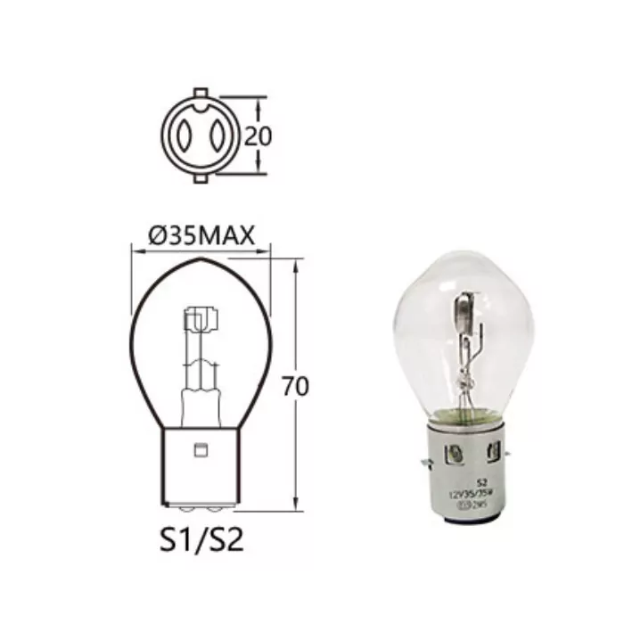 Bilux Hauptscheinwerferlampe  6V | 35/35W | Ba20dØ=35x70 mm | (VPE=10 Stk)