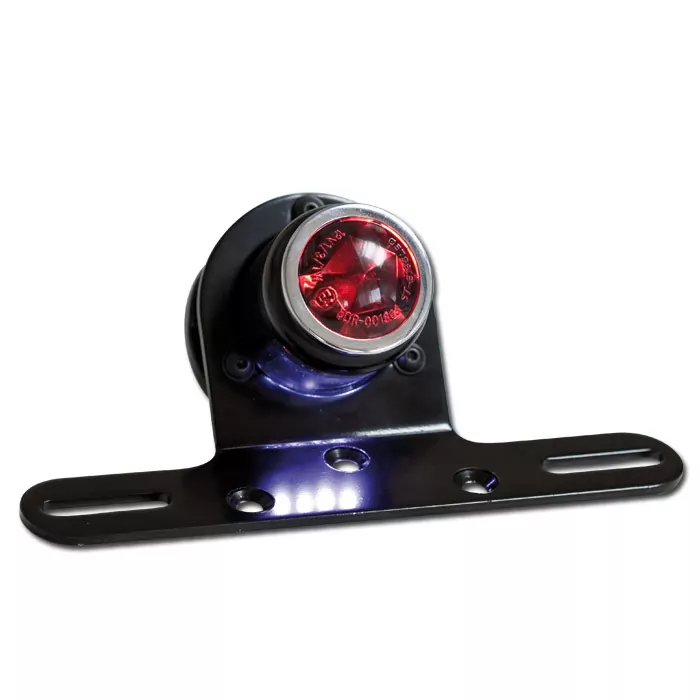 LED-Rücklicht "Tube" | mit KZB | getönt | Ø=45 mm mit Halteplatte schwarz | E-geprüft