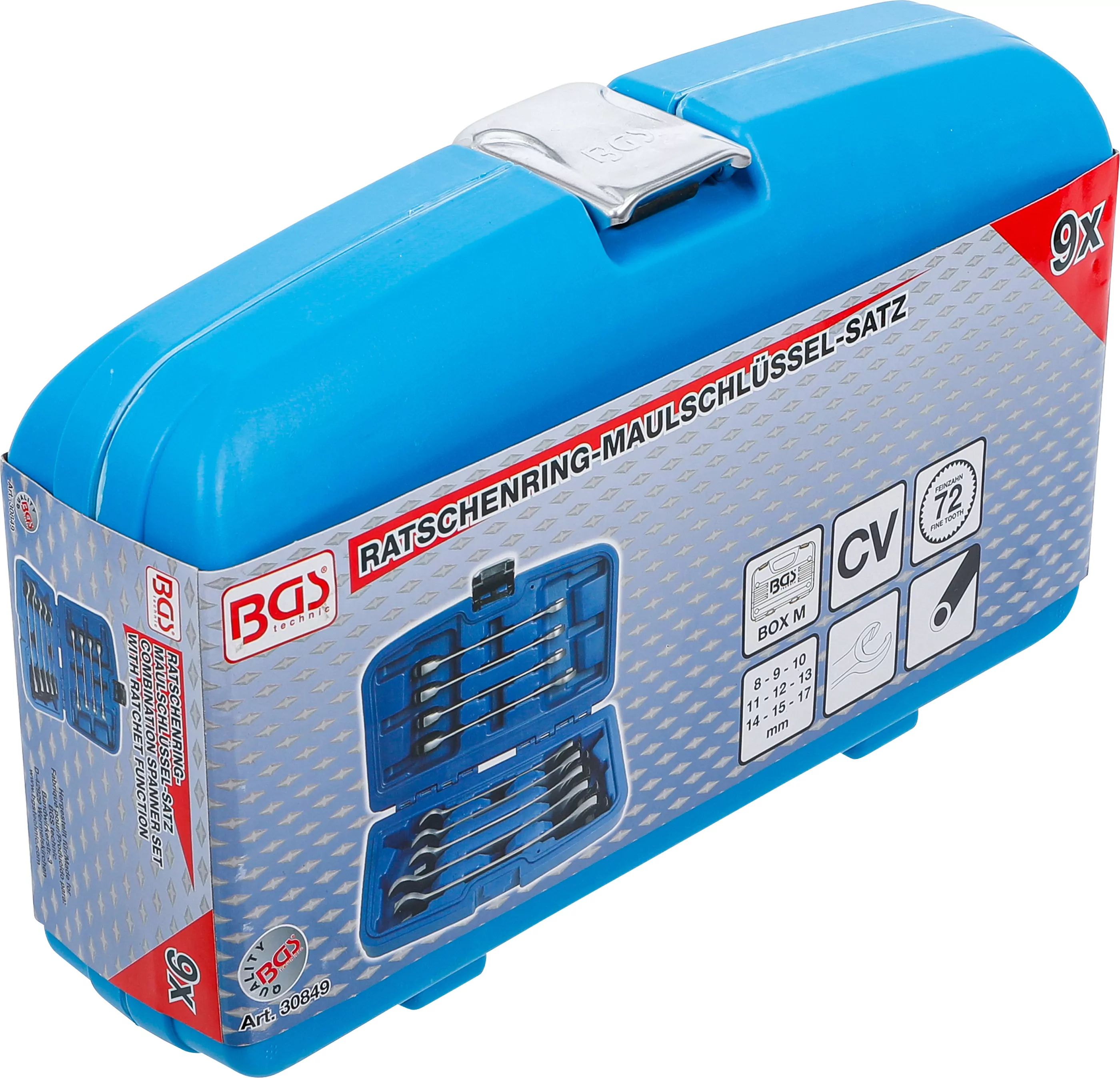 Ratschenring-Maulschlüssel-Satz | offen | SW 8 - 17 mm | 9-tlg.