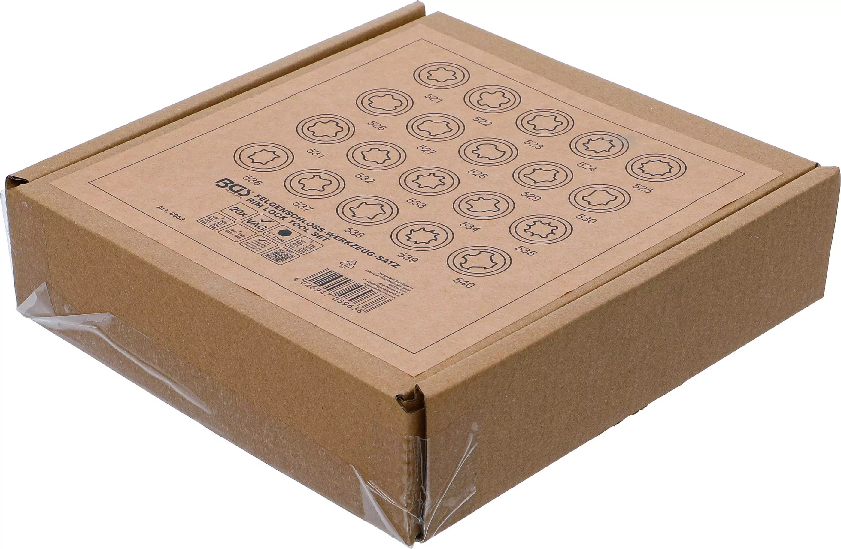 Werkstattwageneinlage 1/6: Felgenschloss-Werkzeug-Satz für VAG | 20-tlg.