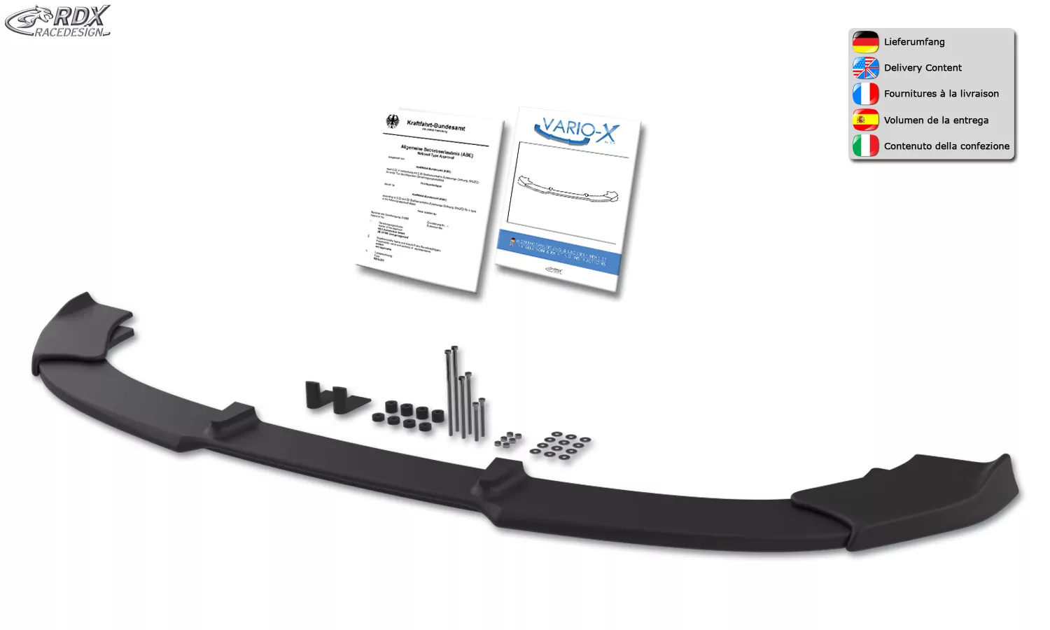 RDX Frontspoiler VARIO-X für BMW 5er F07 GT M-Technik 2009-2013 Frontlippe Front Ansatz Vorne Spoilerlippe