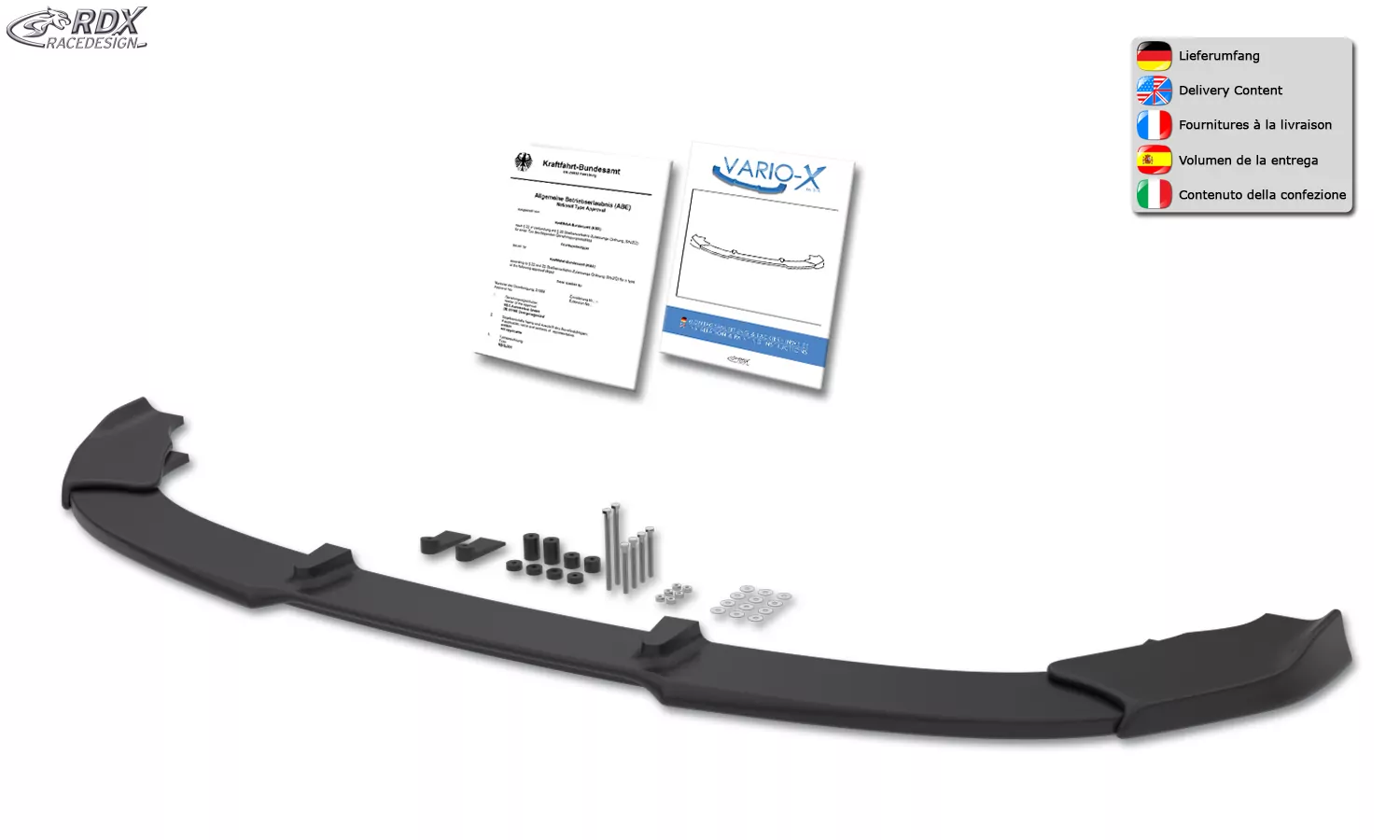 RDX Frontspoiler VARIO-X für BMW 3er G20 / G21 M-Sport und mit M-Aerodynamikpaket Frontlippe Front Ansatz Vorne Spoilerlippe