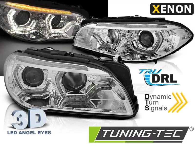 XENON HEADLIGHTS ANGEL EYES LED DRL CHROME SEQ fits BMW F10/F11 10-13